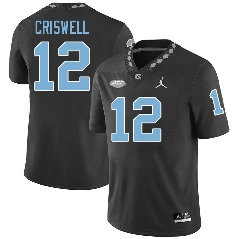 #12 Jacolby Criswell North Carolina Tar Heels Jerseys,Apparels,Uniforms Stitched-Black